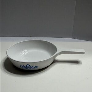 Corningware White Skillet Dish with Blue Floral Pattern
